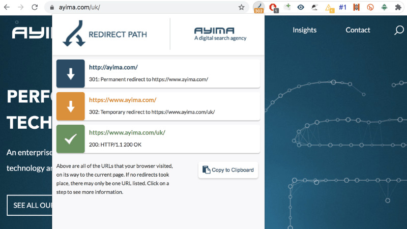 Redirect Path kiểm tra chuyển hướng backlink đến đúng trang