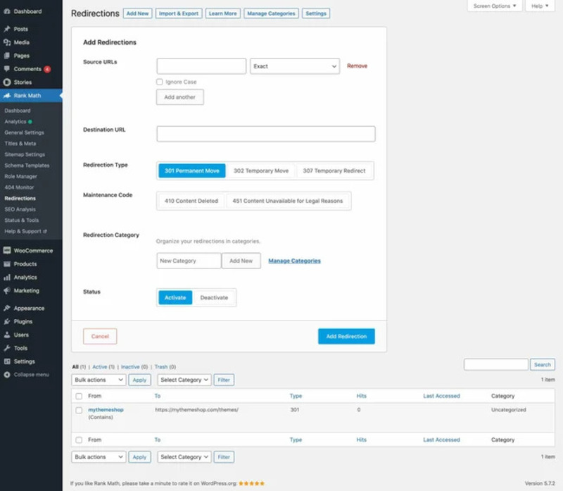 Redirection plugin hỗ trợ chuyển hướng link nhanh chóng