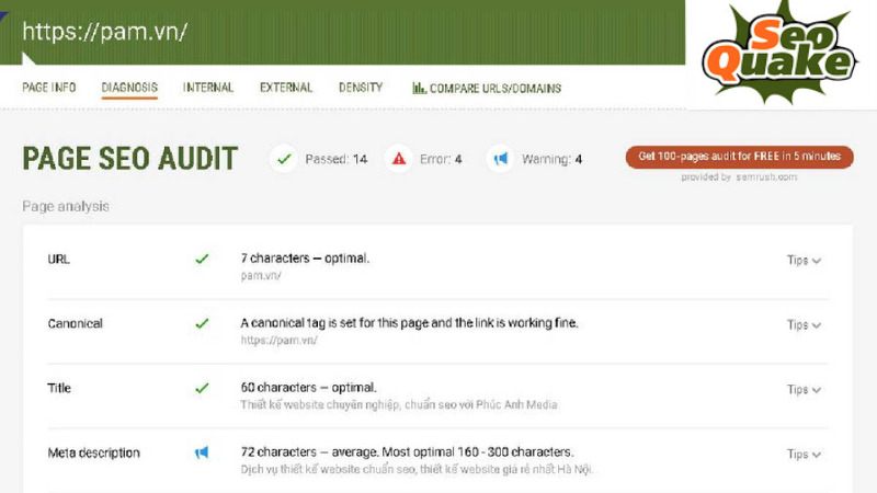 SEOquake giúp SEOer nhanh chóng đánh giá sức mạnh SEO của website và đối thủ