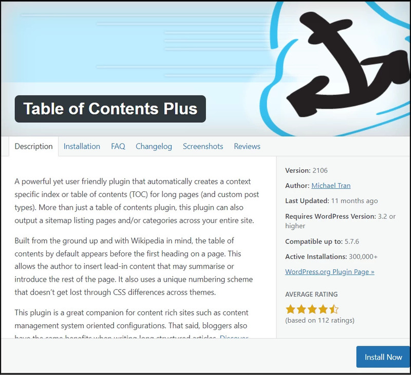 Table of Contents Plus là plugin tạo mục lục bài viết được sử dụng phổ biến hiện nay