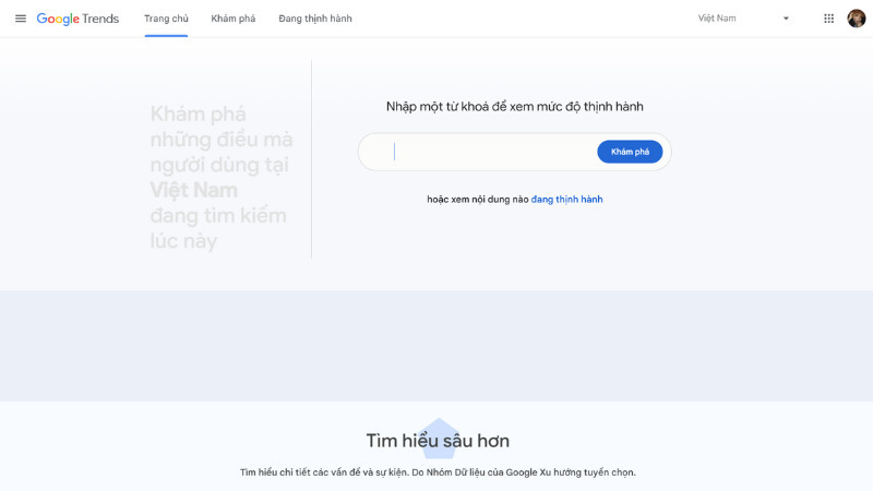 Tìm kiếm từ khóa là chức năng cốt lõi của Google Trends