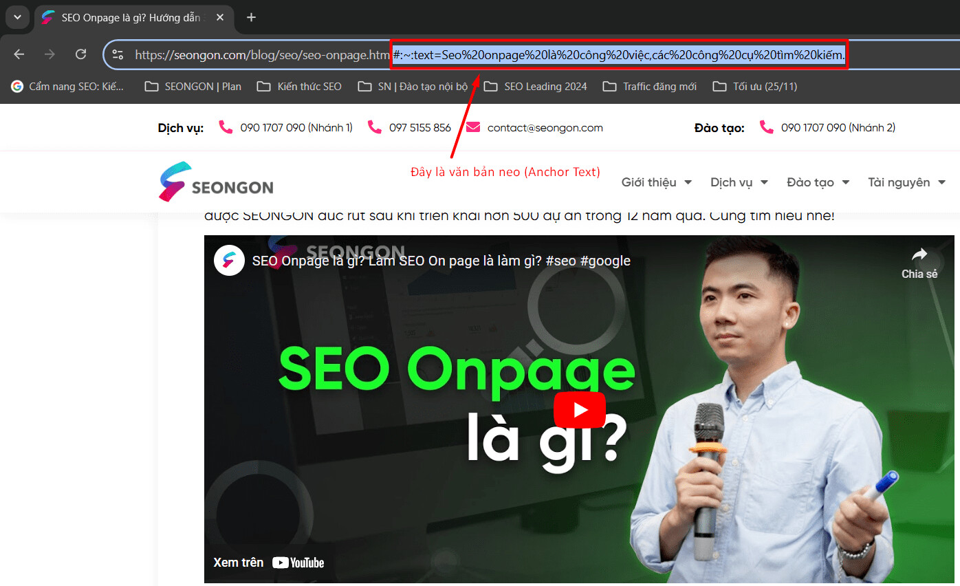 Ví dụ về Anchor Text của URL