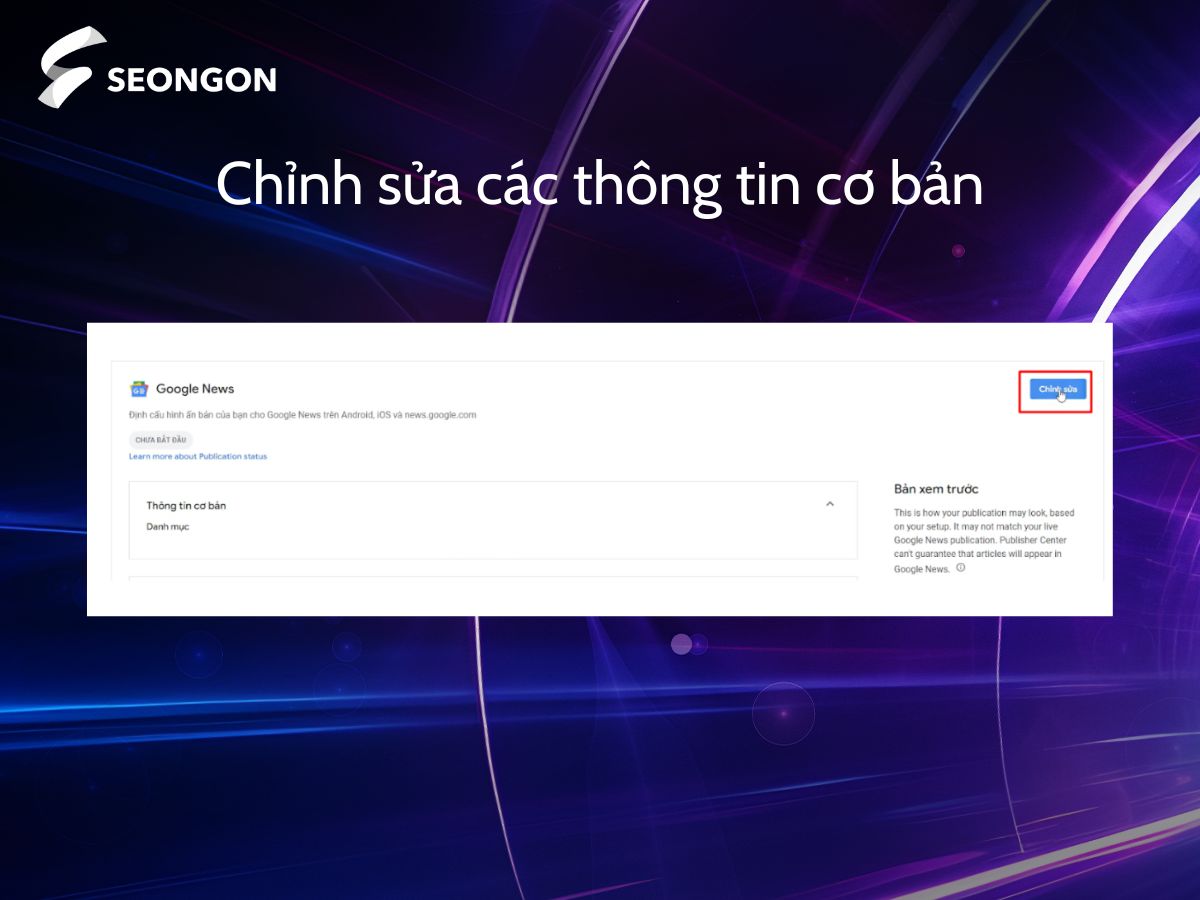 Chỉnh sửa các thông tin cơ bản của ấn bản