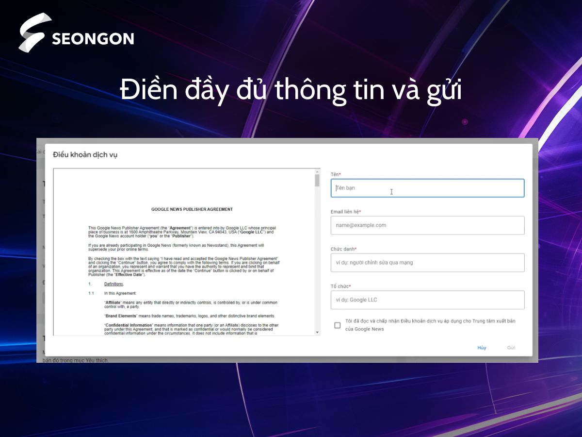 Hoàn thiện đầy đủ thông tin và gửi 