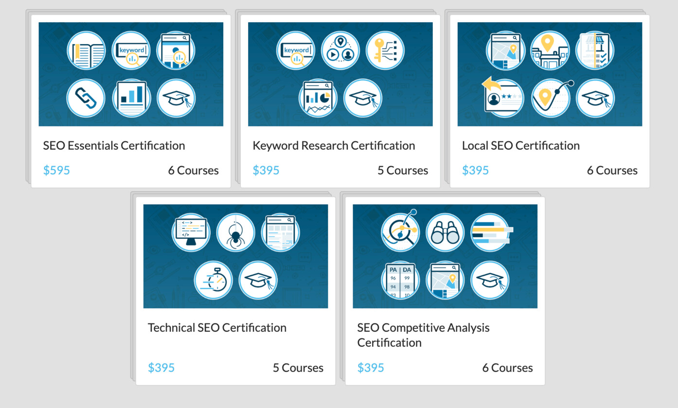 Moz cung cấp nhiều khóa học SEO từ cơ bản đến nâng cao