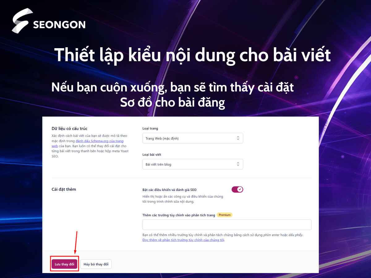 Nếu bạn kéo xuống, bạn sẽ thấy mục cài đặt Sơ đồ cho bài viết