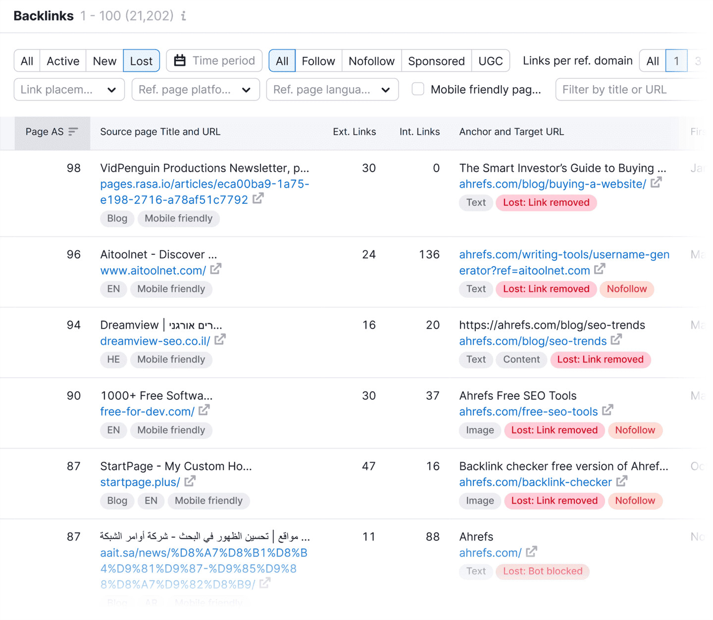 Xem backlink mà đối thủ cạnh tranh đã mất