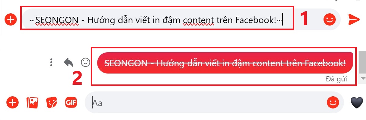 Cách viết chữ gạch ngang trên Messenger