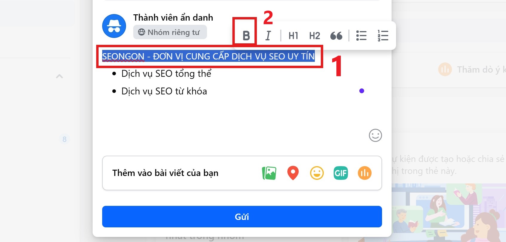 Chọn nội dung cần in đậm