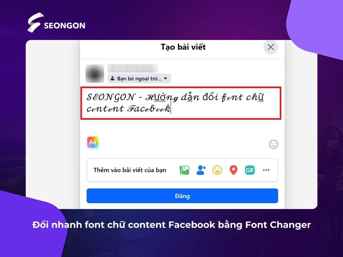 Dán font chữ đã đổi lên Facebook