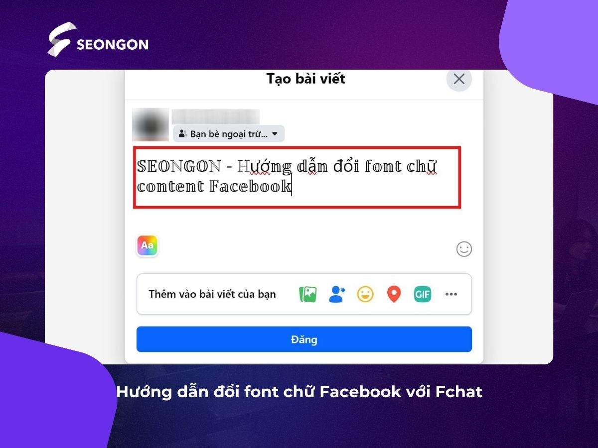 Dán nội dung đã đổi lên Facebook