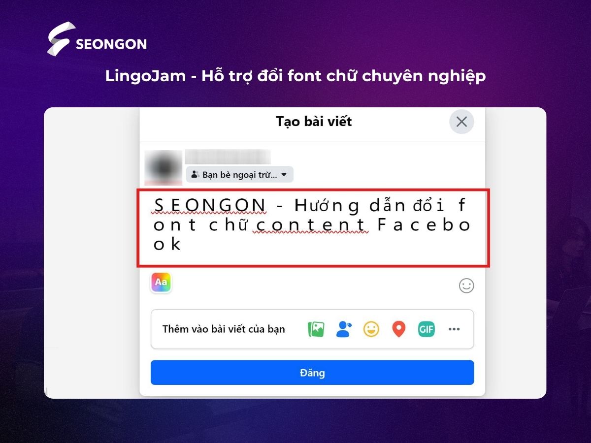 Dán nội dung đã đổi lên Facebook