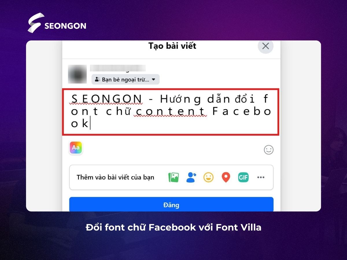 Dán nội dung đã đổi lên Facebook