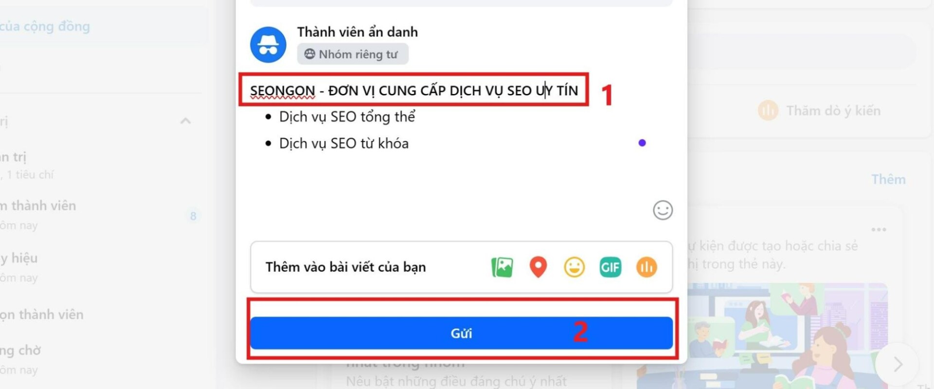 Đăng bài viết đã có nội dung in đậm