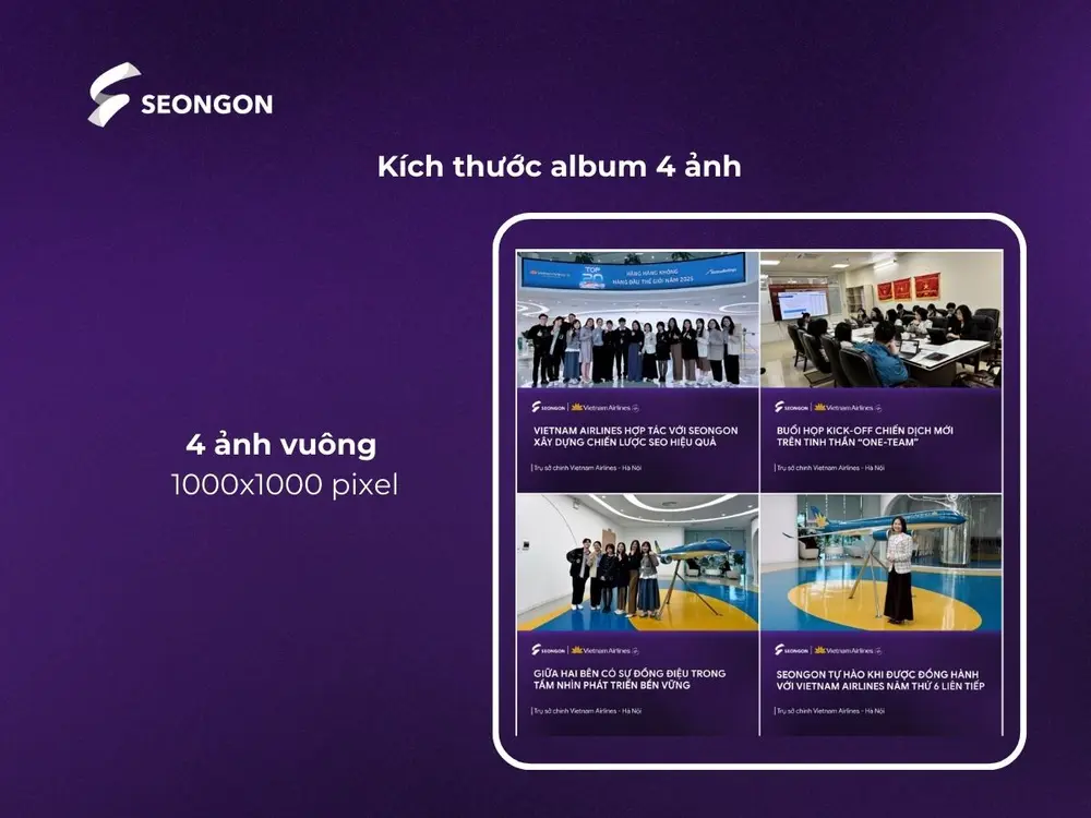 4 ảnh vuông tạo nên sự cân đối và hài hòa cho tổng thể bài đăng