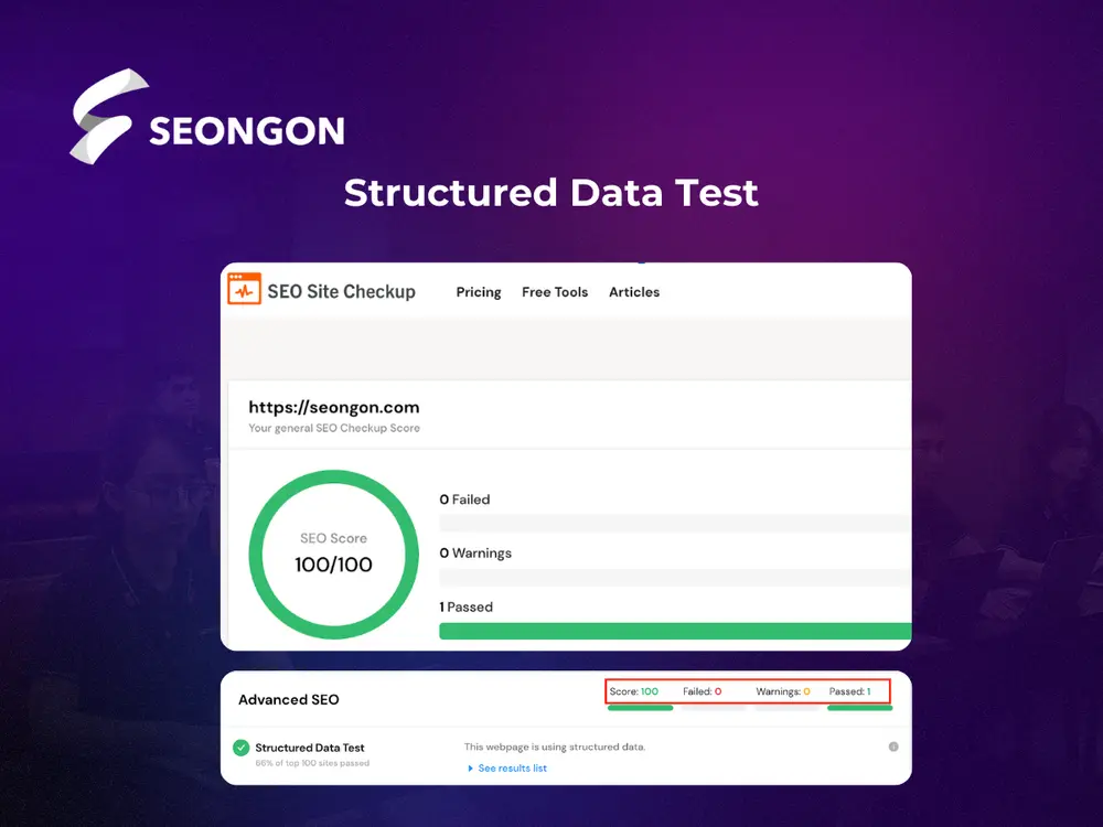 Công cụ Structured Data Test của SEO Site Checkup