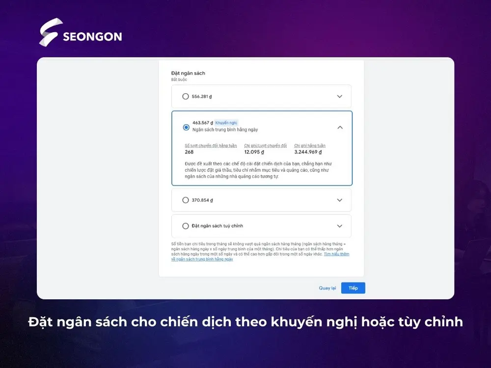 Đặt ngân sách chiến dịch