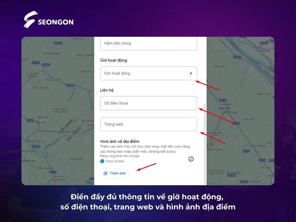 Điền đầy đủ thông tin khác liên quan đến địa điểm