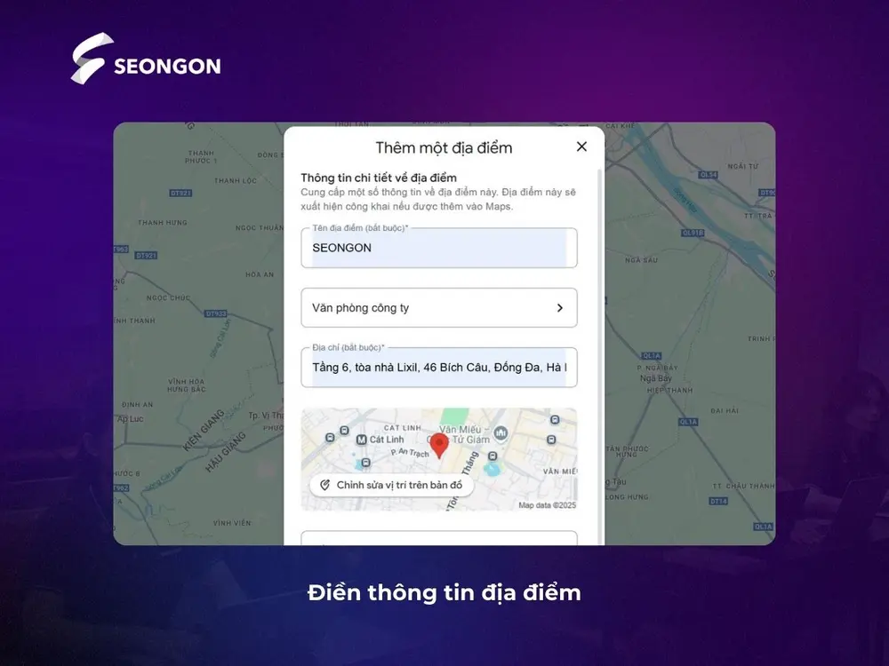 Điền thông tin địa điểm