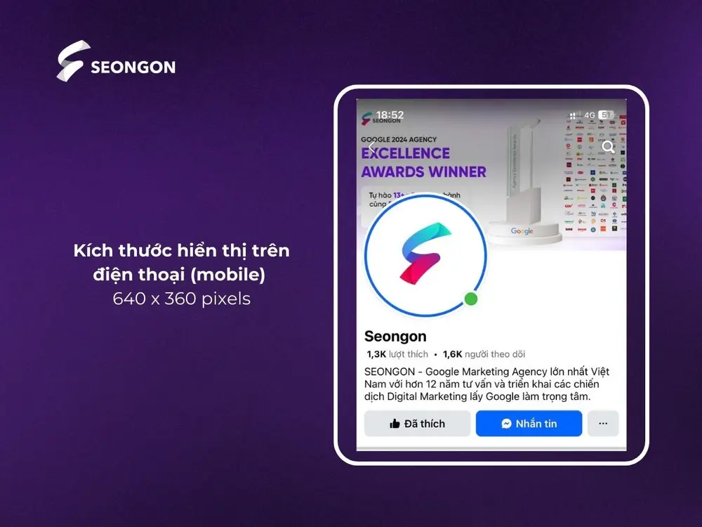 Kích thước hiển thị trên điện thoại (mobile)
