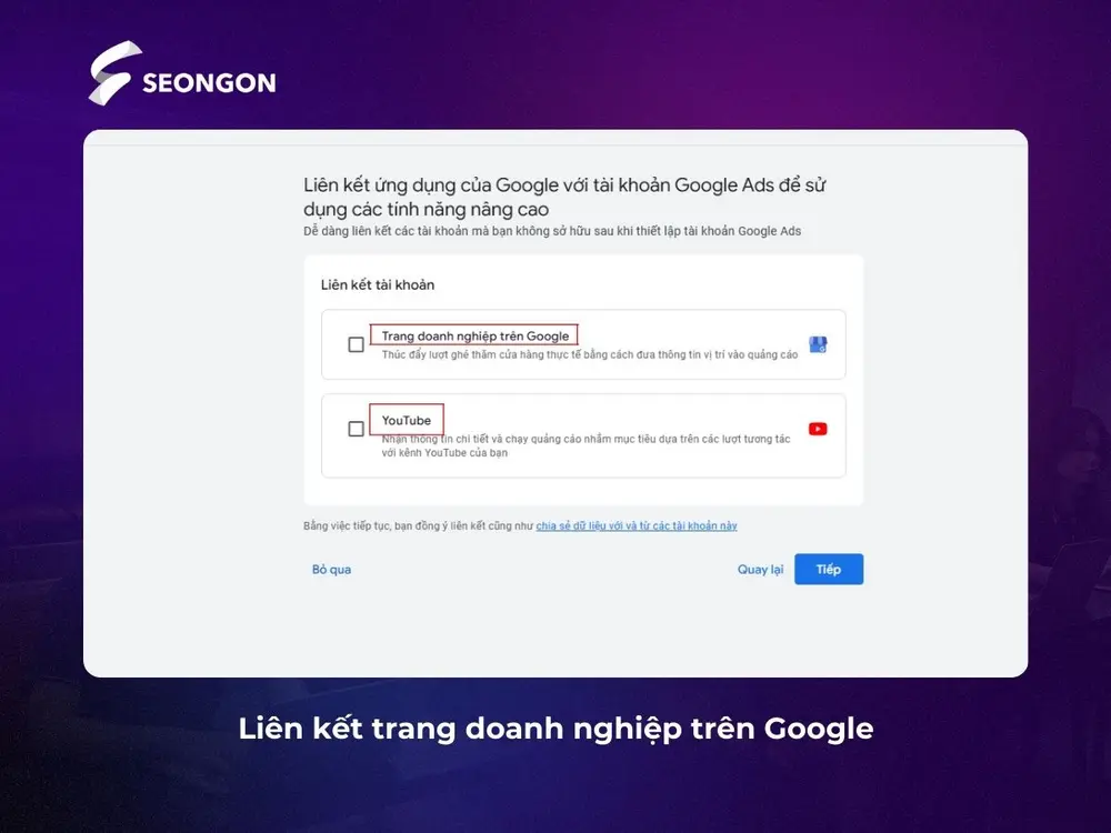 Liên kết trang doanh nghiệp trên Google