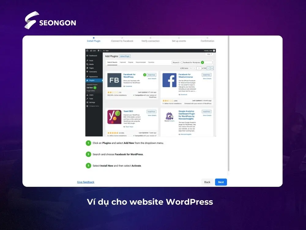 Màn hình Website WordPress sau khi được thiết lập