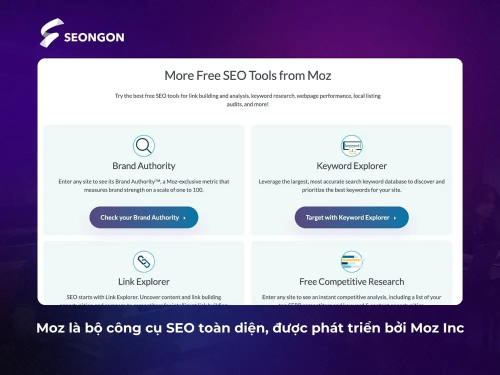 Moz cung cấp bộ công cụ giúp bạn dễ dàng theo dõi hiệu suất