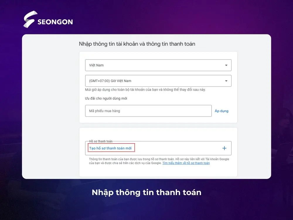 Nhập thông tin thanh toán