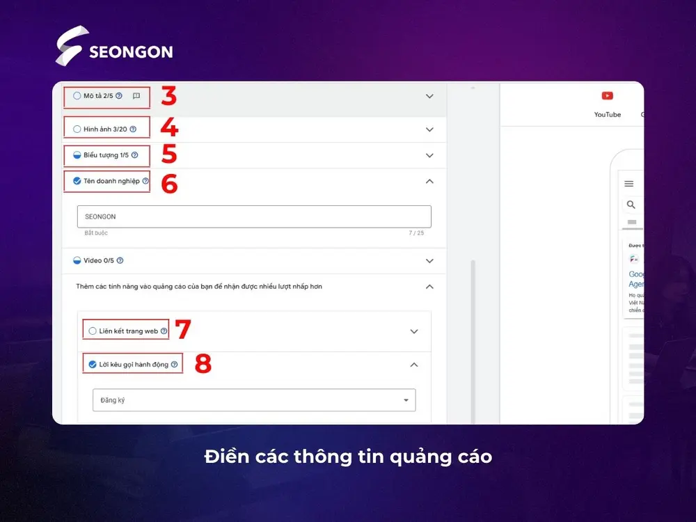 Thêm các thông tin quảng cáo
