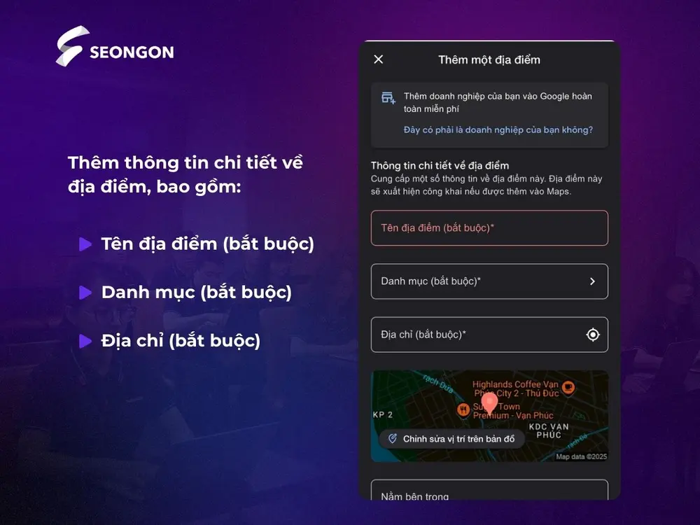 Thêm thông tin chi tiết về địa điểm