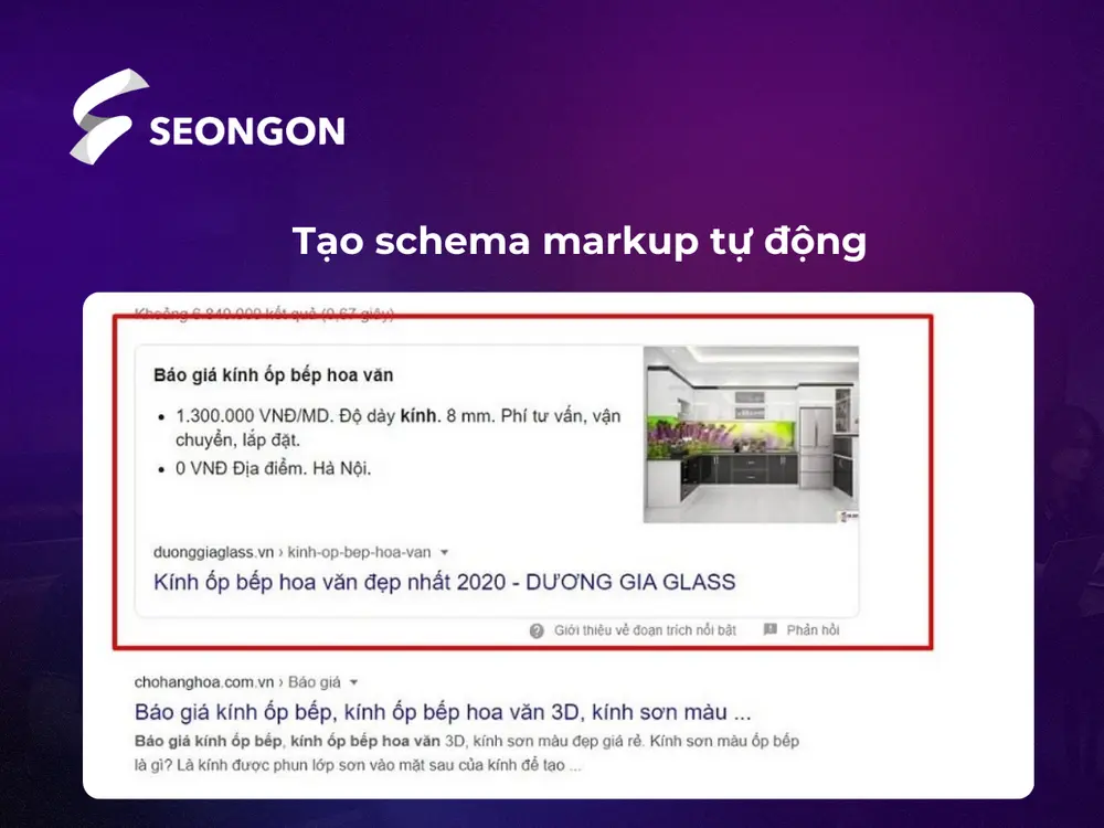 Tính năng tạo schema markup tự động