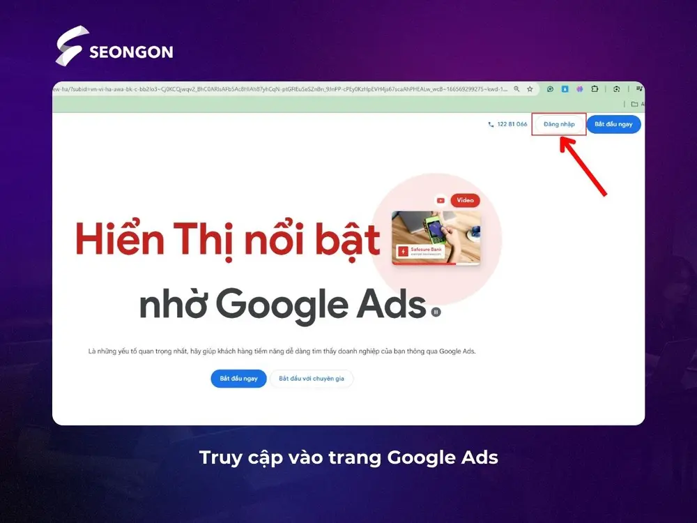 Truy cập vào trang Google Ads