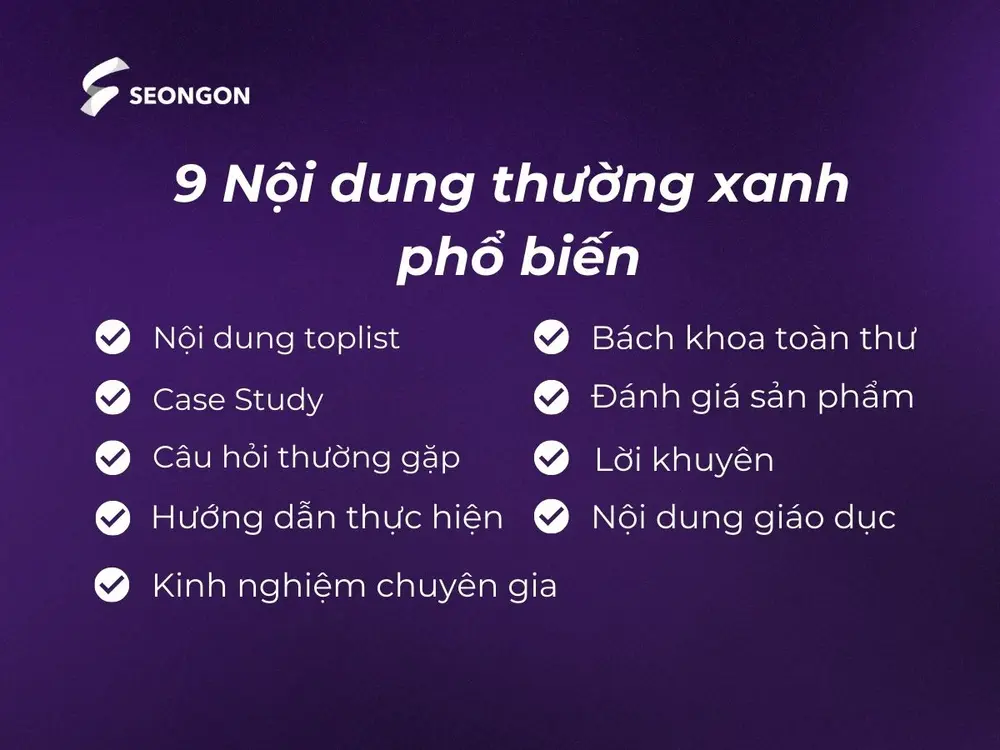 9 Loại nội dung thường xanh phổ biến nhất