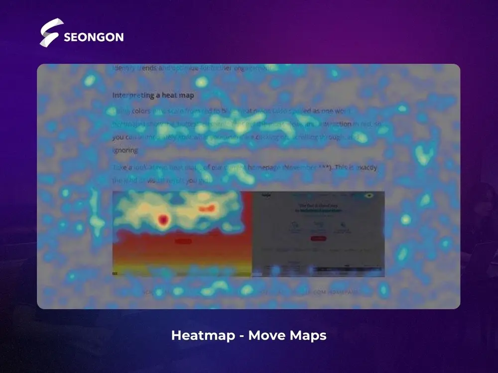 Bản đồ di chuyển chuột là một trong những loại heatmap website phổ biến