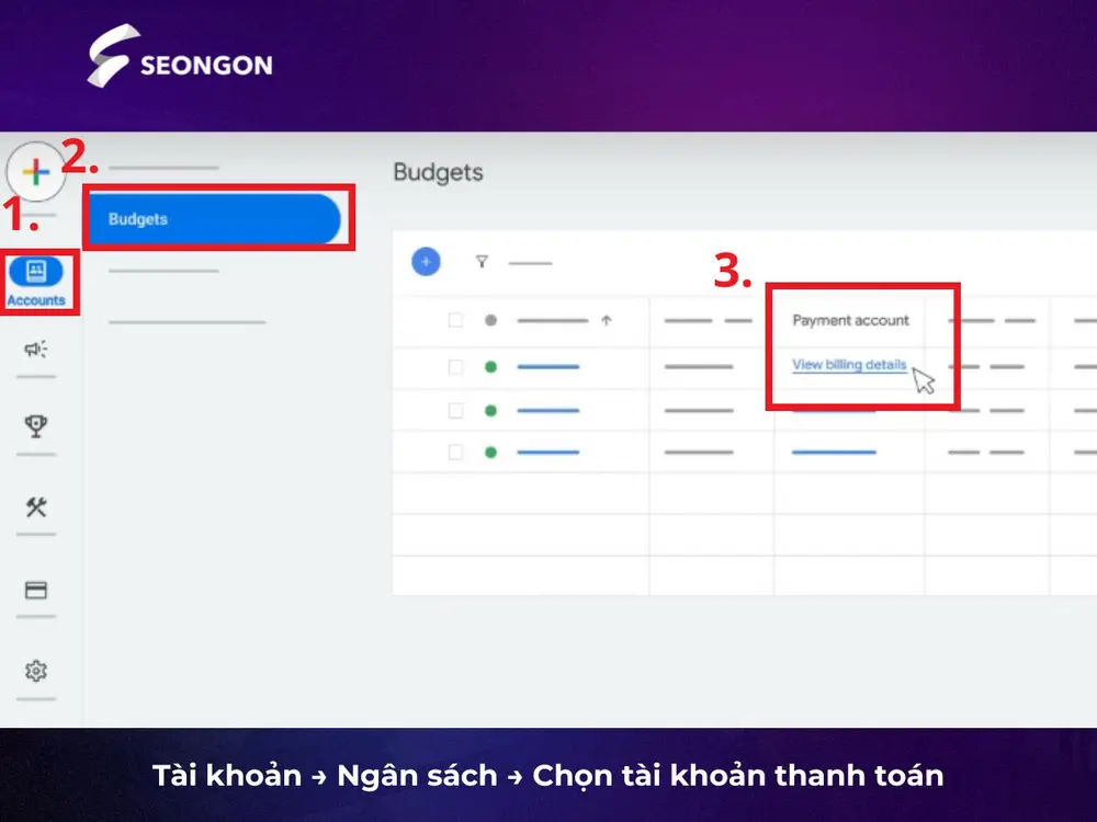 Bắt đầu thay đổi hồ sơ thanh toán Google Ads cho tài khoản người quản lý