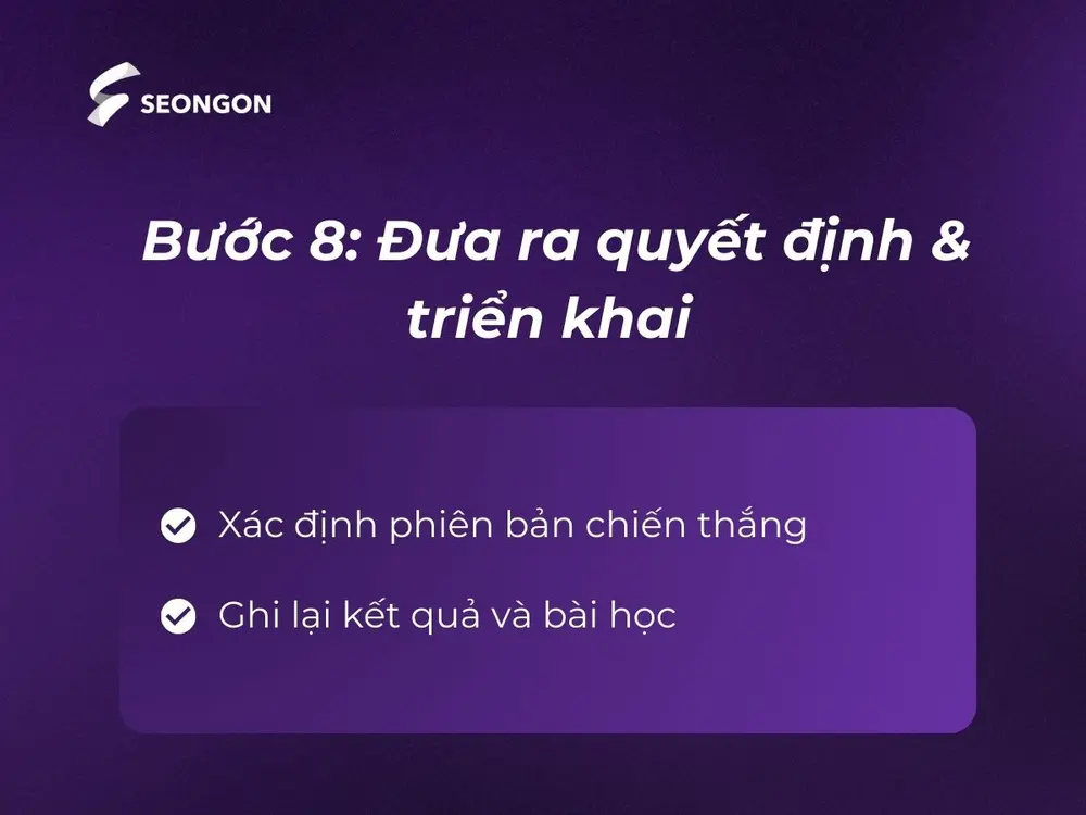 Bước 8 trong khi thực hiện AB Testing