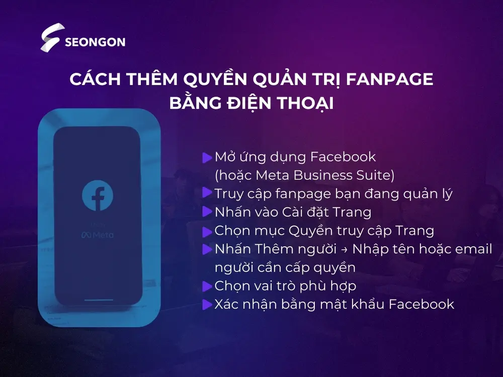 Cách thêm quyền quản trị Fanpage bằng điện thoại