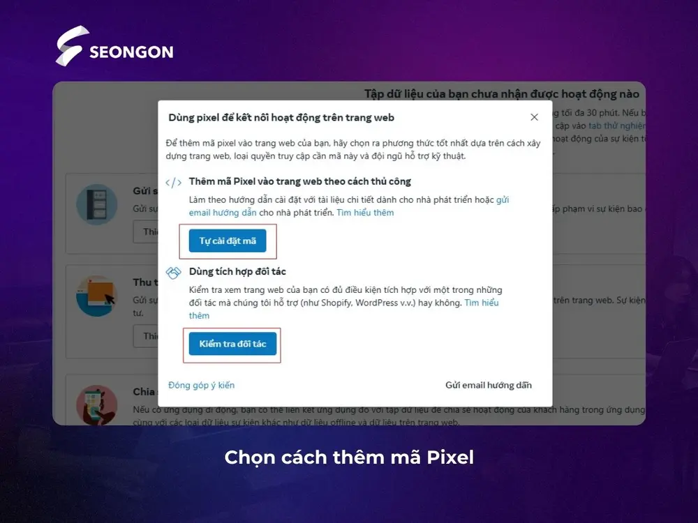 Chọn cách thêm mã Pixel