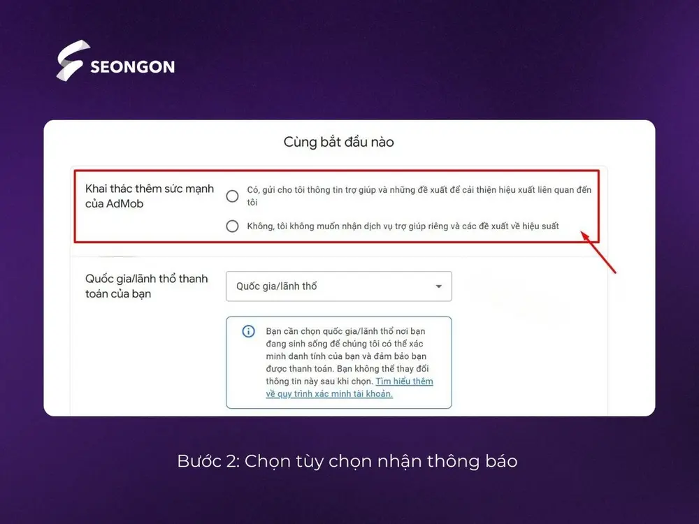 Chọn “có” cho tất cả các tùy chọn để cập nhật nhanh thông tin mới