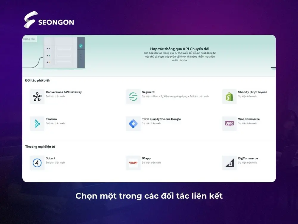 Chọn một trong các đối tác liên kết