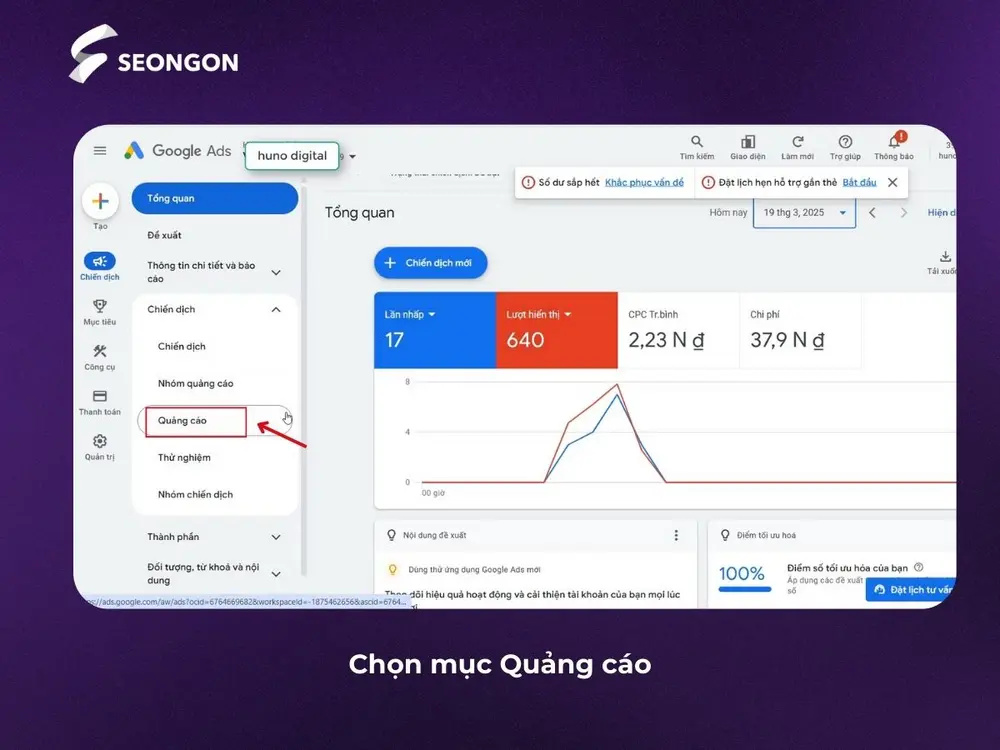 Chọn mục quảng cáo