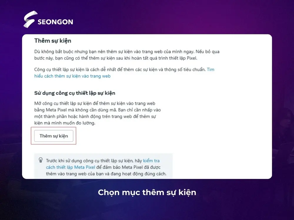 Chọn mục thêm sự kiện