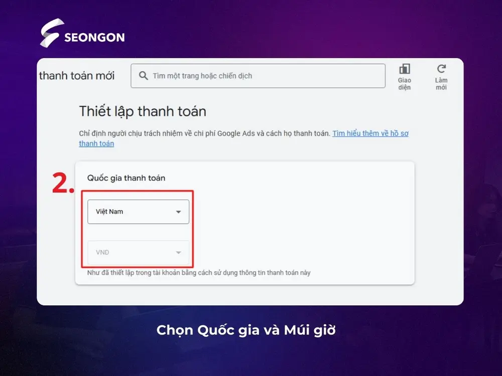 Chọn Quốc gia và Múi giờ