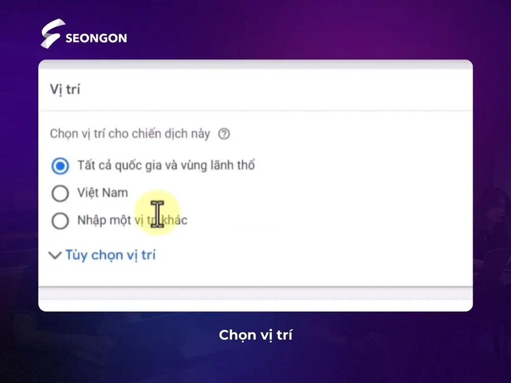 Chọn vị trí khu vực của bạn