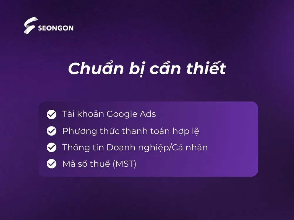 Chuẩn bị thông tin thanh toán Google Ads