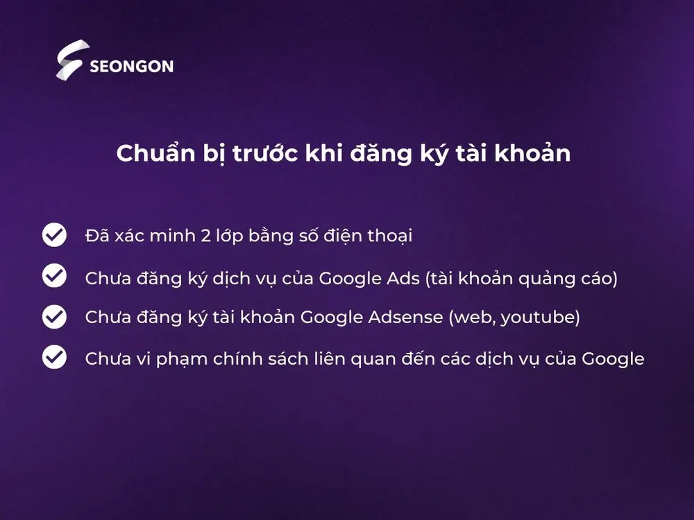 Chuẩn bị trước khi đăng ký tài khoản
