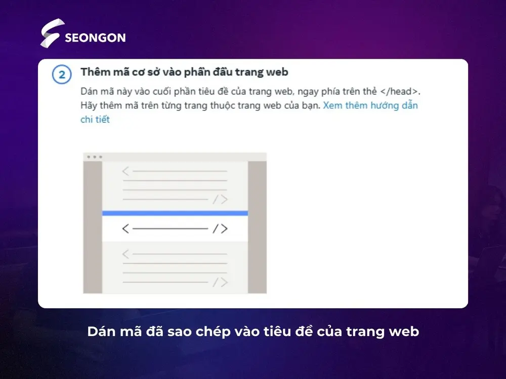 Dán mã đã sao chép vào tiêu đề của trang web