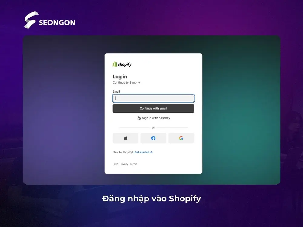 Đăng nhập vào Shopify