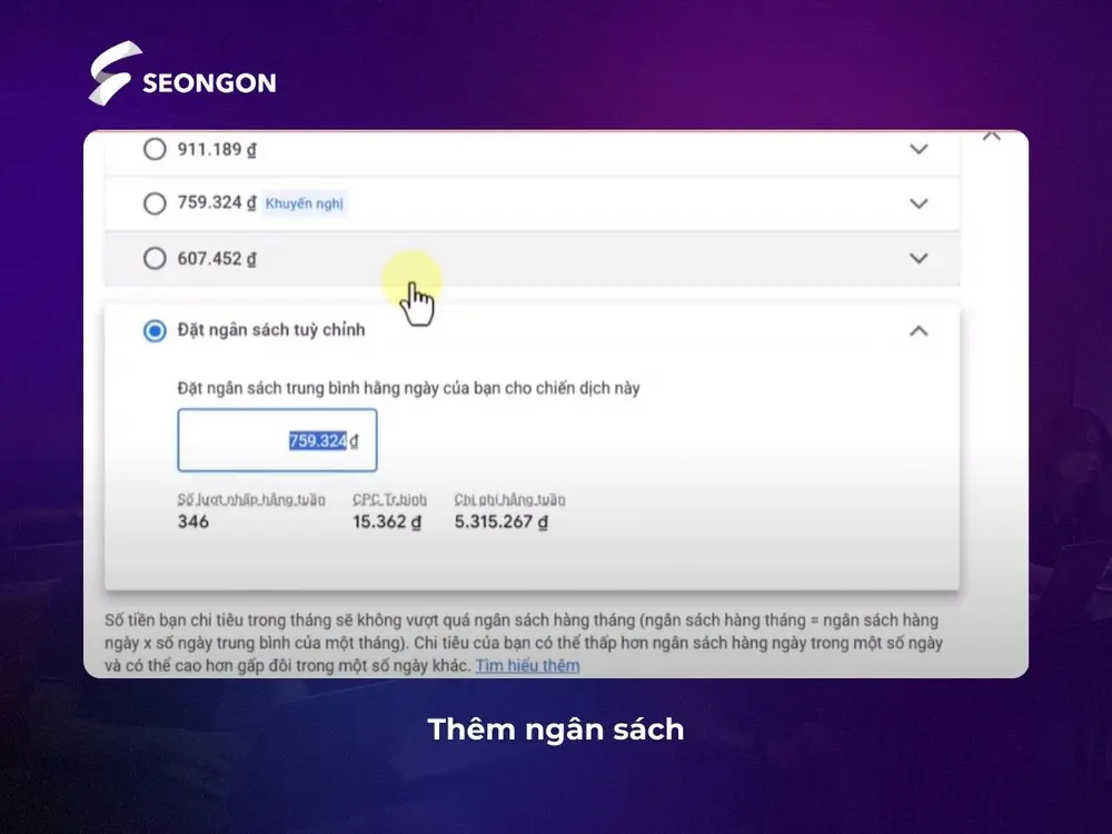Đặt ngân sách cho chiến dịch