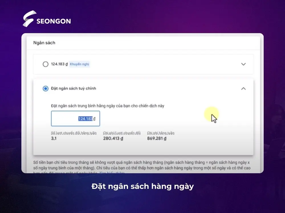Đặt ngân sách cho quảng cáo